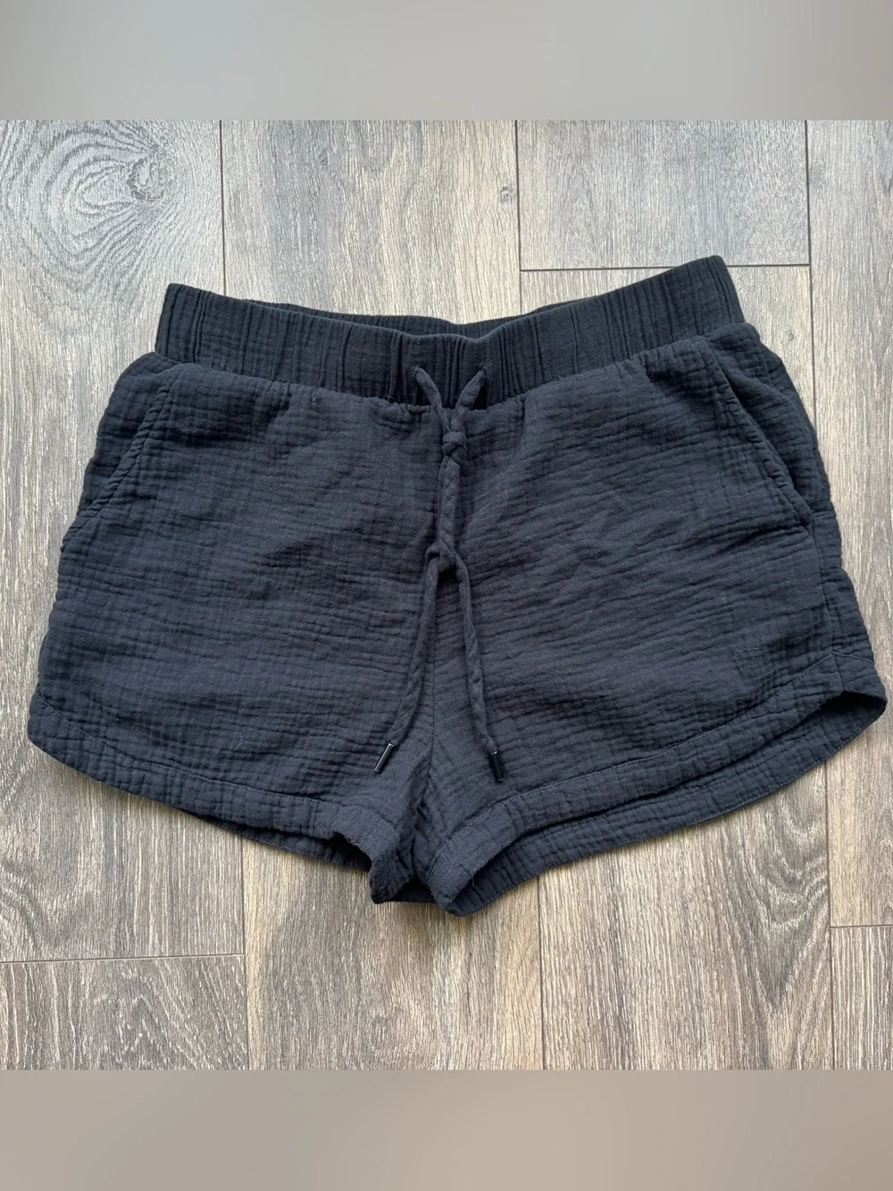 Calia Black 100% Cotton Gauze Drawstring Shorts Size Medium